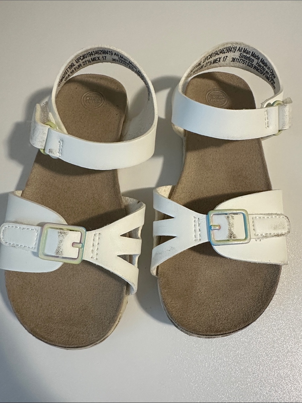 wonder nation White Girls' Strappy Buckle Sandals